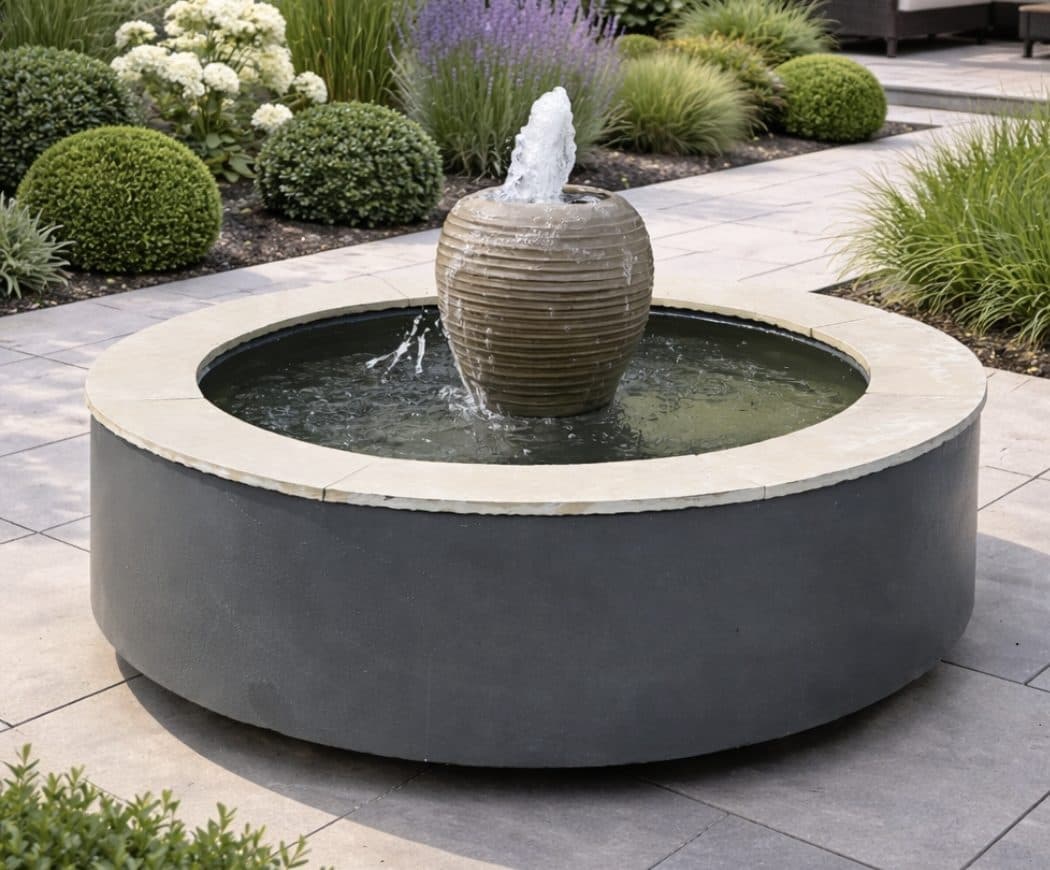 A selection of stone garden ornaments in different finishes