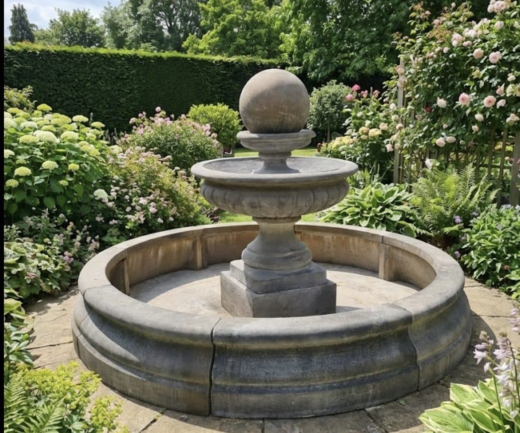 A collage of customer gardens featuring Just Fountains products