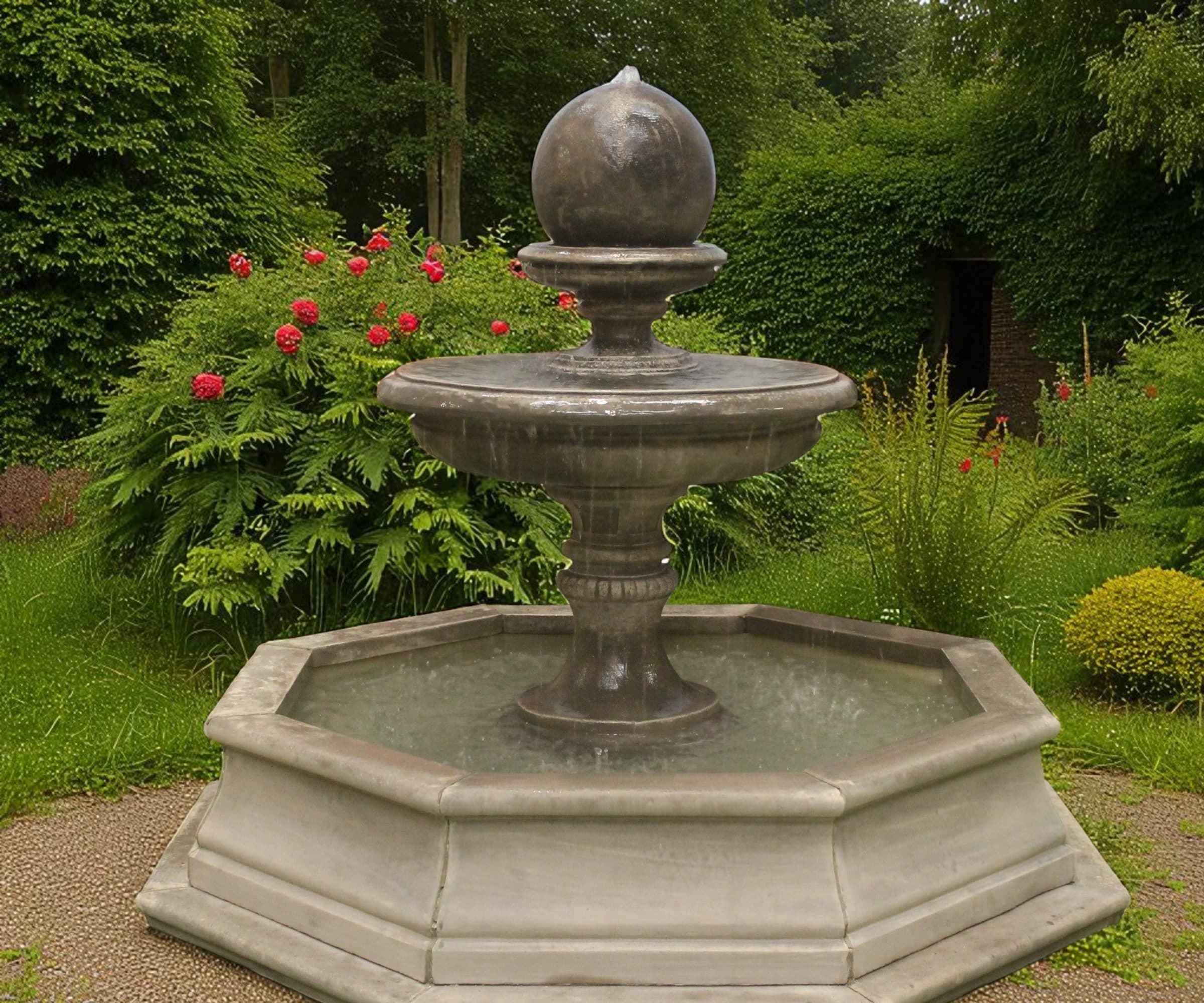 Edwardian Eye or Edwardian Ball Fountain with Small Fronteir Pool Surround Larger Pool Available