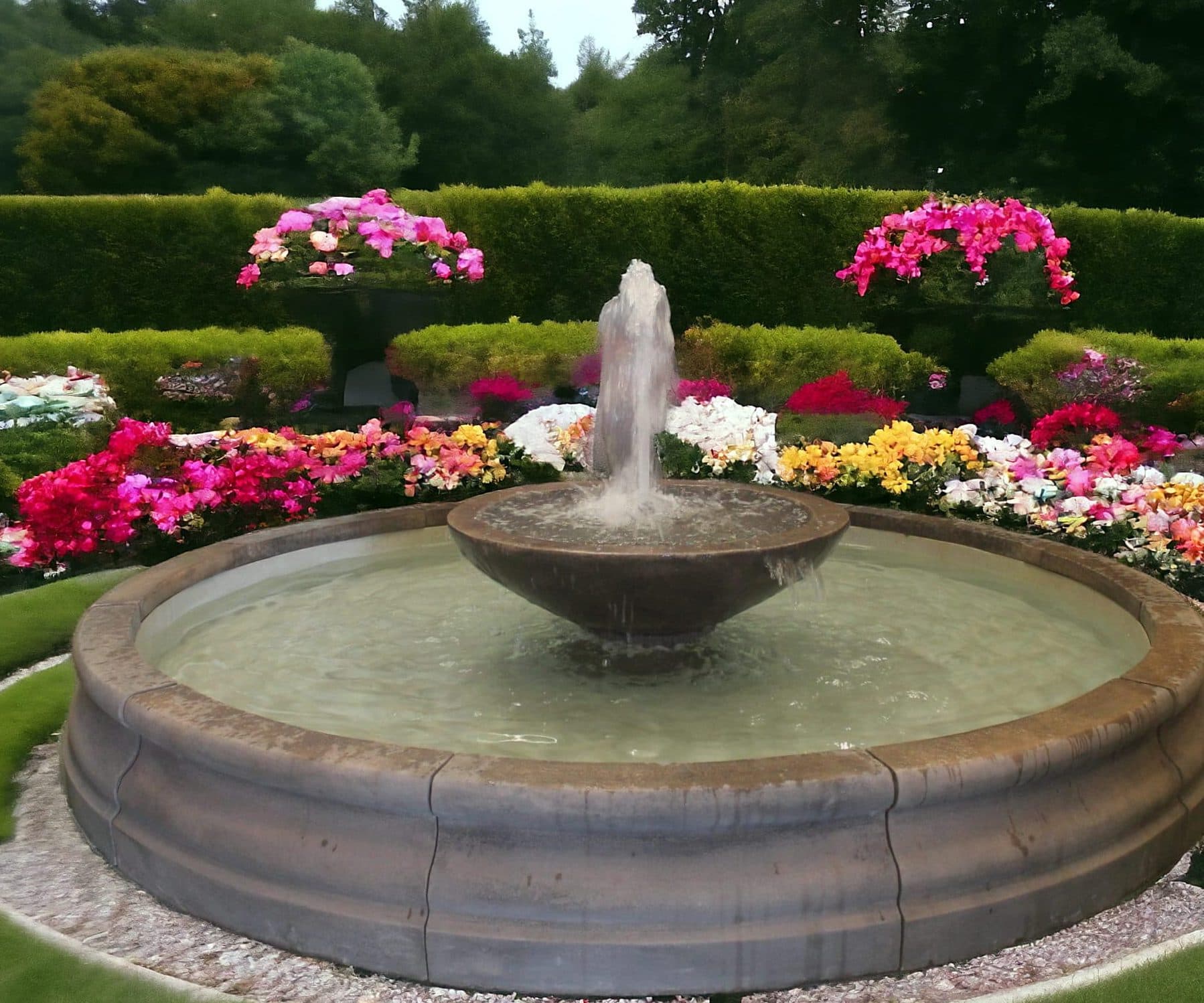 Atlas bowl Fountain/ plume of water with Large Romford Pool Surround