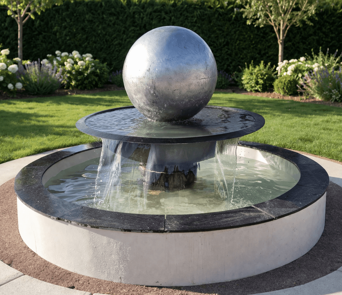 Hayward pool with Deux Riviera or Sphere Riviera water fountain