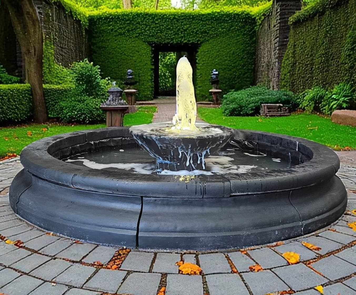 Patio Bowl fountain in medium Cambridge double pool surround